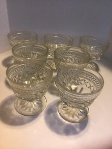 Wexford Anchor Hocking 7 Glasses Custard Sherbet Champaign Pressed Glass - Picture 1 of 2