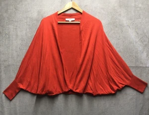 Ann Taylor Loft Women’s Shrug Size M Tangerine Red Batwing Sleeve Open Front - Picture 1 of 11