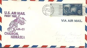 First Airmail Flight Chadron NE Oct 14 1956 AAMC# 35E27 - Picture 1 of 1