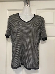 Emanuel by Emanuel Ungaro Women Black White Silvery Pullover Sweater S Petite - Picture 1 of 4