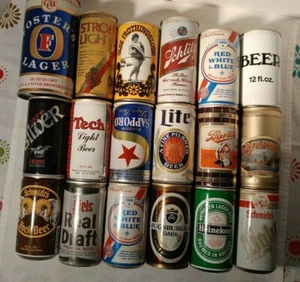 Lote de 17 latas domésticas vintage surtidas colección lengüeta extraíble intacta - Imagen 1 de 12