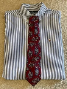 RL Polo Dress Shirt & Neck Tie Combo Stripe 15 1/2 32/33 Christian Dior Paisley - Picture 1 of 13