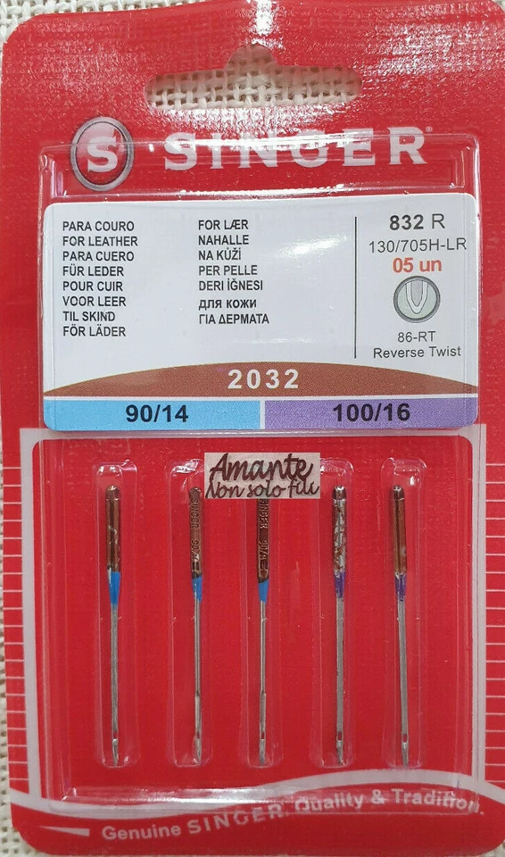 SINGER Blister 5 pezzi Aghi pelle per macchina da cucire sistema 130/705H-LR