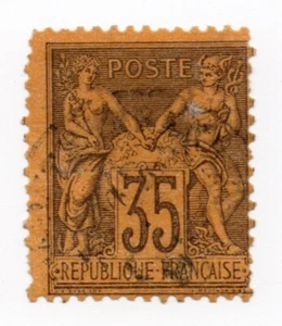 1877 - Francia - Tipo "Sage" 35 c. usato (N sotto la U) - Picture 1 of 1