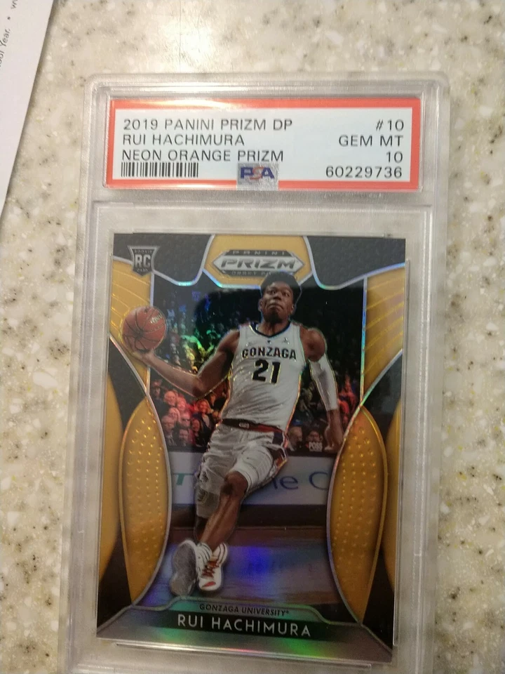 2019 Panini Neon Orange /149 Prizm DP #10 Rui Hachimura RC Rookie PSA 10 - Image 1 of 2