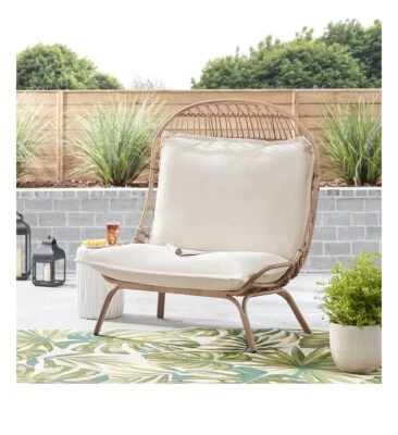 Better Homes & Gardens Willow Sage Steel Wicker Patio Cuddle Chair, Brown - Image 1 of 4
