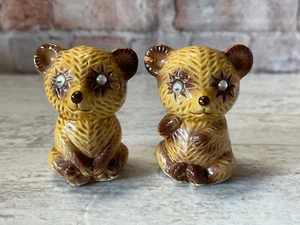 Vintage Rolly Eyed Bears Ceramic Salt and Pepper Shakers Kitsch Kitchen Decor- - Picture 1 of 4