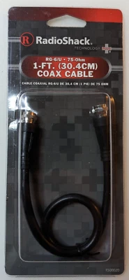 New Sealed 1' Coax Cable RG-6/U 75-Ohm *Radioshack 1500020* - Image 1 of 3