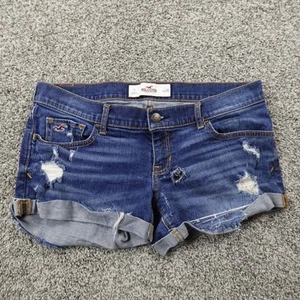 Hollister Shorts Womens 7 Blue Denim Jean Jorts Low Rise Micro Mini Booty Y2K - Picture 1 of 11