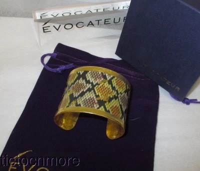 DESIGNER EVOCATEUR EXOTIC PYTHON CORSET CUFF BRACELET RETIRED NOS GOLD PY-103 - Image 1 of 4