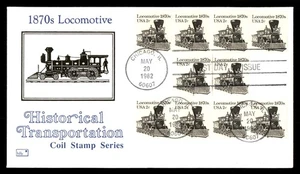 Mayfairstamps US FDC 1982 Illinois blocks and strips 1870s locomotives hfb First - Picture 1 of 2