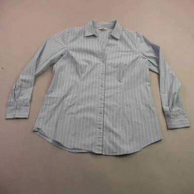 Camisa J Jill Mujer Pequeña Pequeña Manga Larga Botón Frontal Exterior Rayas Foto 1 de 4