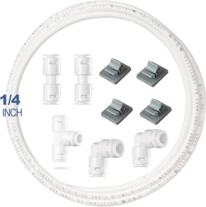 Tubo Acqua 1/4" O.D RO (10Fcs) 16 FT 1/4 Linea Acqua con Adattatore Ben Sigillato Qu - Foto 1 di 12