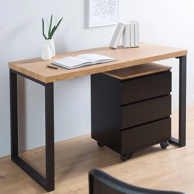 Design Schreibtisch OAK DESK 120cm Eiche Vintage Metallgestell Bürotisch Konsole - Bild 1 von 4