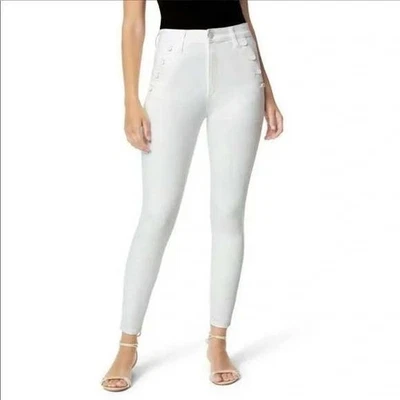 Joe's Jeans Bella White High Waisted Sailor Stylewith Silver Button Details - Image 1 of 4