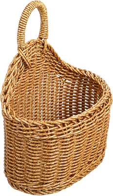 Cesta de parede tecida pendurada, cesta de armazenamento de flores de frutas e batata alho, ideia - Imagem 1 de 4