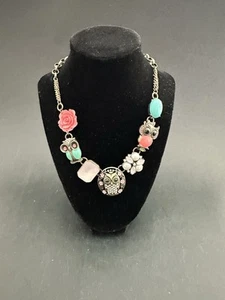 Betsey Johnson Necklace - Rhinestones Owl - Picture 1 of 5