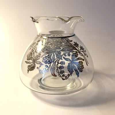 Art Nouveau Clear Glass Vase Silver Overlay Daffodils Lily of the Valley 4.5" T Foto 1 de 4
