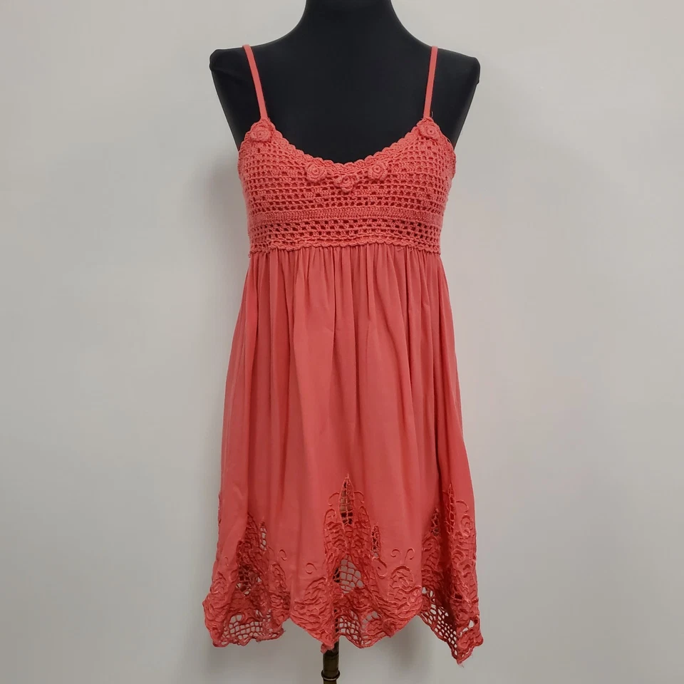 Vintage Twenty One Womens Y2K Crochet Babydoll Mini Dress Size M Preppy Coquette - Image 1 of 4