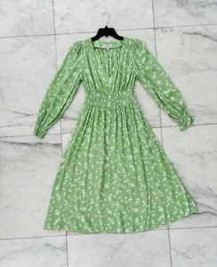 & Other Stories Dress Midi Green Floral Smocked Long Sleeve 4 Boho Cottagecore - Picture 1 of 10
