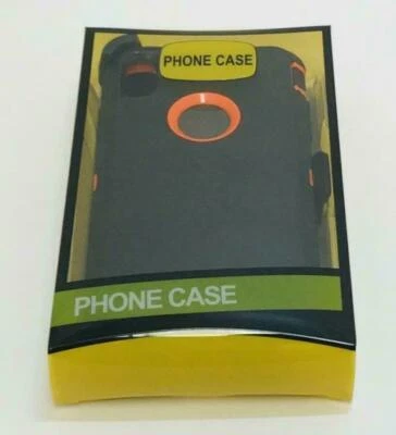 Funda protectora para Apple iPhone XR (con clip para cinturón se adapta a Otterbox) negra y naranja Foto 1 de 3