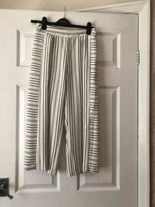 Topshop Black & White Summer Culottes Wide Leg Cropped Trousers Size 8 Petite - Picture 1 of 6