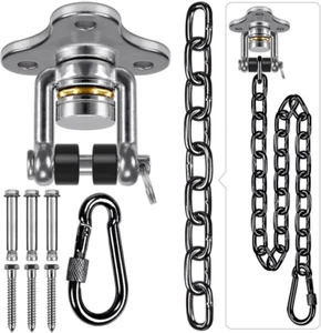 SELEWARE Heavy Duty Swing Hanger Bearing Swivel Hook with 39” Black Chain, Indoo - Picture 1 of 12