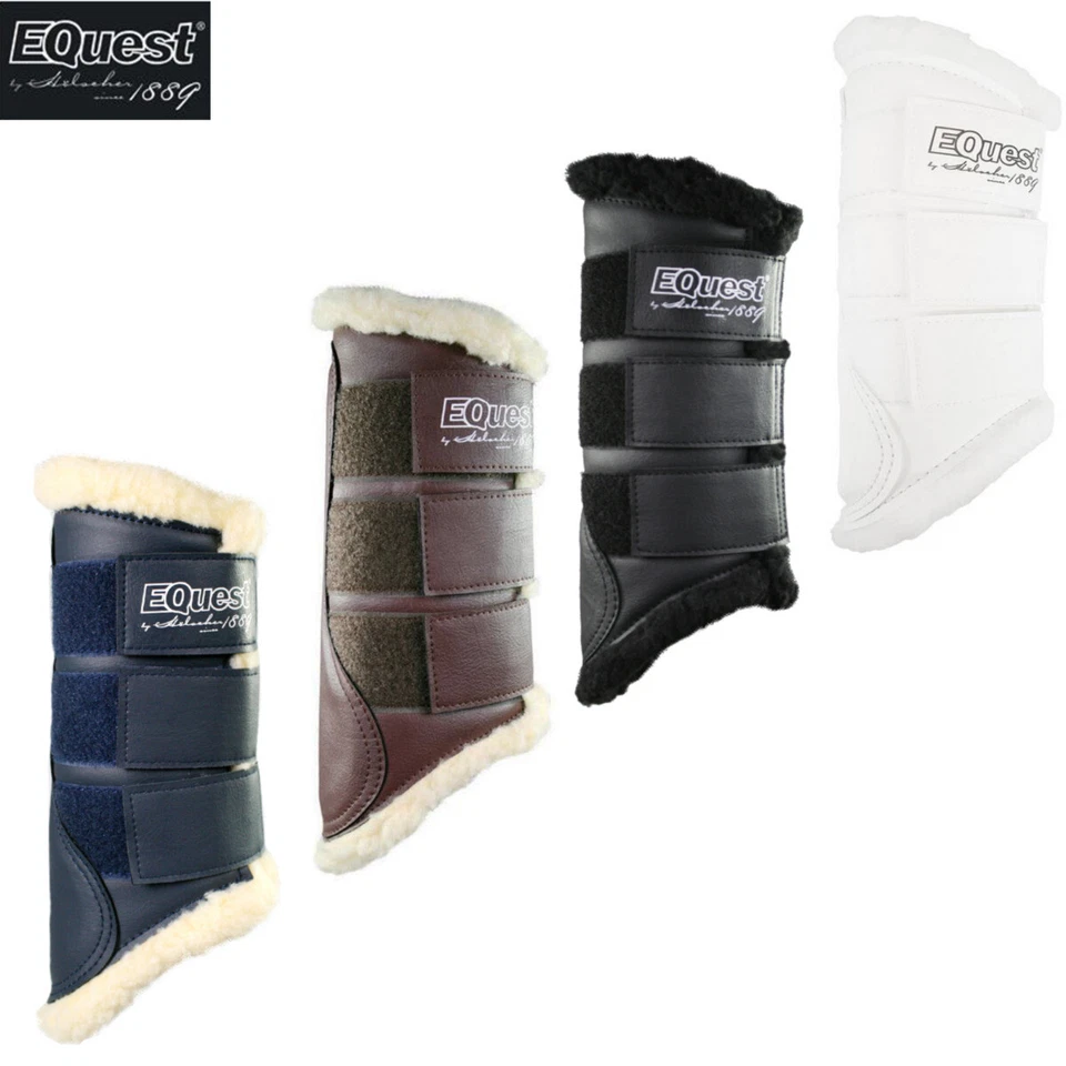 Equest Soft Gamaschen Kunstleder Weblammfell Klettverschlüsse L Weiss-weiss