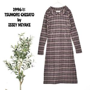 ISSEY MIYAKE 1996 Tsumori Chisato Wool Check Brown Long Dress (976
