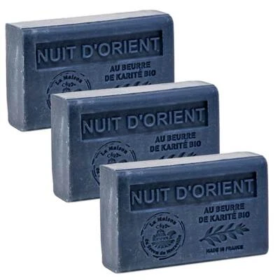 LA MAISON DU SAVON DE MARSEILLE Eastern Nights, französische Seifen mit Sheabutter, Savon de Marseille 3x125g