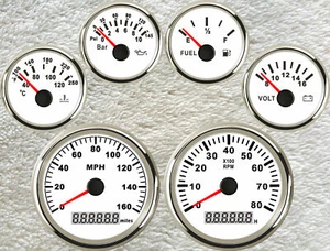 6 Gauge Set with Senders 0-160MPH Speedometer Tacho Fuel Temp Volts Oil Pressure - Picture 1 of 8