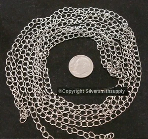 6' White gold plated bulk twist cable link 5.5mm make necklace extenders ch068 - Picture 1 of 3