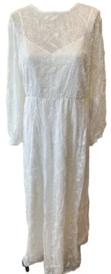 $199 Vestido ModCloth Maxi Vestido Gauzy XL Vestido de Boda Bordado Z63 Foto 1 de 4