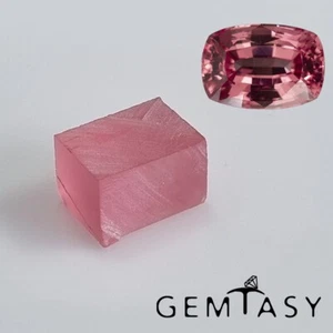 Piedra áspera para facetado - Zafiro Padparadscha (tirado) cultivado en laboratorio 25,5-28 quilates - Imagen 1 de 5
