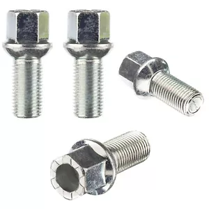 4 x OE Style M14 x 1.5, 27mm Thread, Radius Wheel Bolts (Silver) - Picture 1 of 6