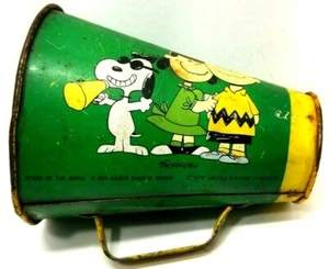 1970 Peanuts Megaphon Snoopy Kopf Beagle grün ein Junge namens Charlie Brown (G10) - Bild 1 von 5