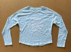 NWT The North Face Girls Large ( 14 - 16 ) Ice Blue / Garden White Graphic Tee - Picture 1 of 5