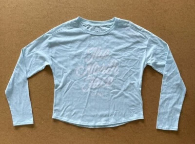 NWT The North Face Girls Large ( 14 - 16 ) Ice Blue / Garden White Graphic Tee - Image 1 of 4
