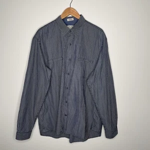 Driza-Bone Men's Blue Striped Hardware Fit Button Down Cotton L/S Shirt Size 2XL - Picture 1 of 7