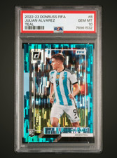 Pop 7 PSA 10 Julian Alvarez 2022-23 Donruss Soccer TEAL FOIL /199 #8 RC Rookie