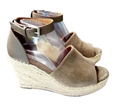 Steve Madden Jaylen Alpargata Gamuza Cuero Cuña Tacones Sandalias Taupe Talla 9 Foto 1 de 4