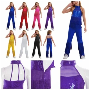 Kids Girls Rompers Prom Jumpsuit Fancy Leotard Sparkly Bodysuit Pageant Outfit - Picture 1 of 95