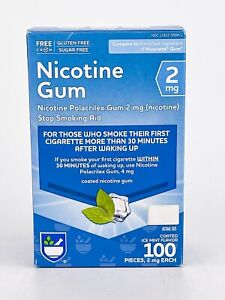Rite Aid Nicotine Gum 2 Mg Each Coated Ice Mint Flavor 100 Pieces BB 9/2024