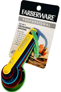 Farberware Professional Measuring Spoons Plastic Set 7 Kitchen Tools Multicolor - Picture 1 of 5