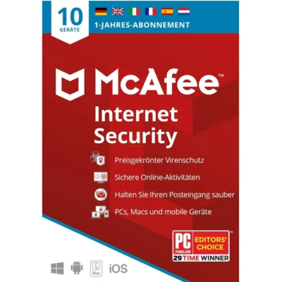 McAfee Internet Security 2025 PKC (ProduktKeyCard) 10 Geräte 1 Jahr (NEU/OVP) - Bild 1 von 4