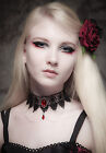 Gothic lace choker Ruby red necklace victorian Steampunk goth wedding SINISTRA 