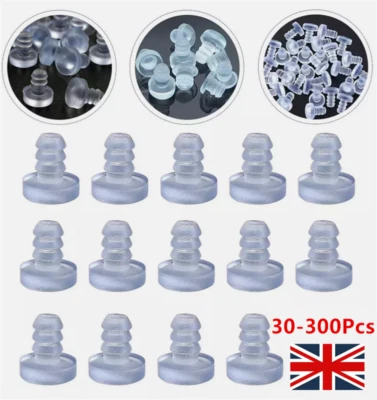 30-300X Clear Rubber Glass Table Top Spacers Anti Collision Embedded Stem Bumper - Image 1 of 4
