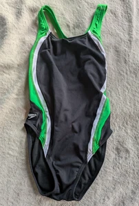 SPEEDO One Piece Swimsuit Womens 8/34 Black White Green Swim Suit - Picture 1 of 5