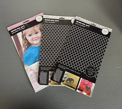 SEI Iron On Art Transfers, Pink Polka Dot Letters, Black Quatrefoil - Image 1 of 3