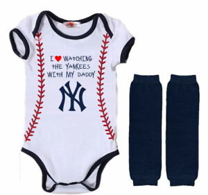 New York Yankees Boys Bodysuit Outfit Leg Warmers Set Love Watching With